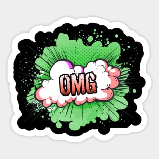 OMG - Trendy Gamer - Cute Sarcastic Slang Text - 8-Bit Graphic Typography - Christmas Sticker